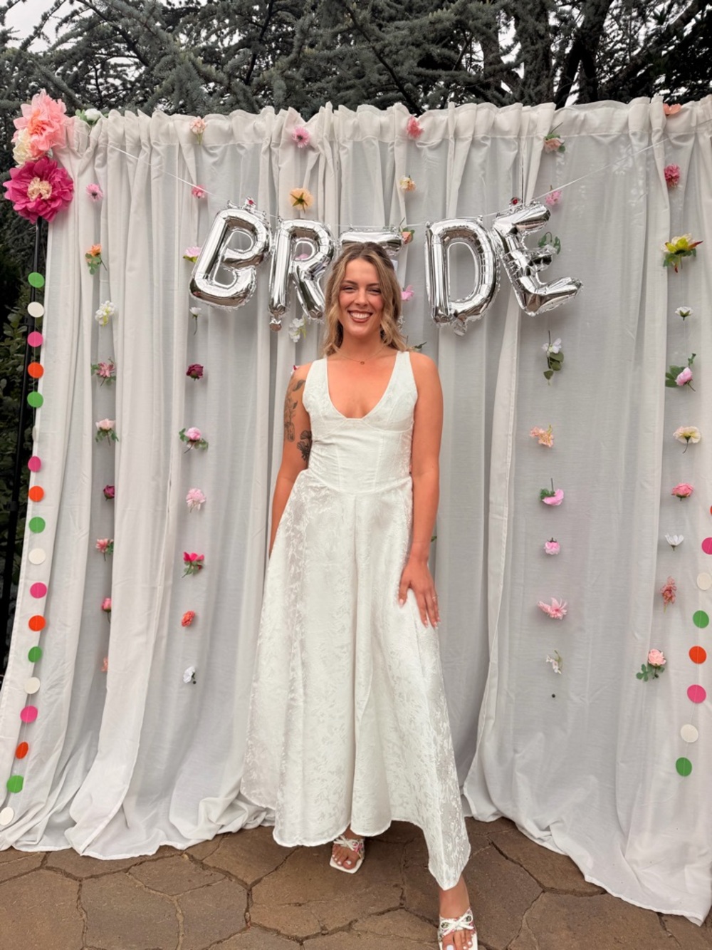 White Lace Bridal Midi Dress - Letizia Dress